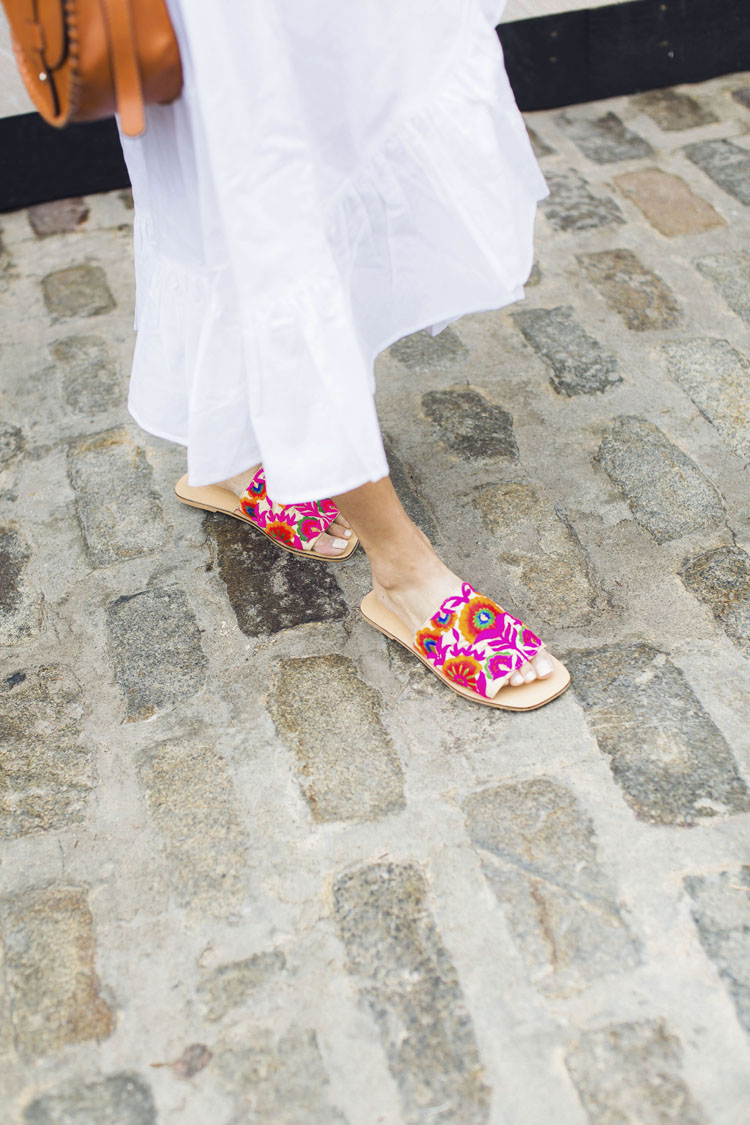 asos summer, crop top, white midi skirt, embroidered sandals, vacation style