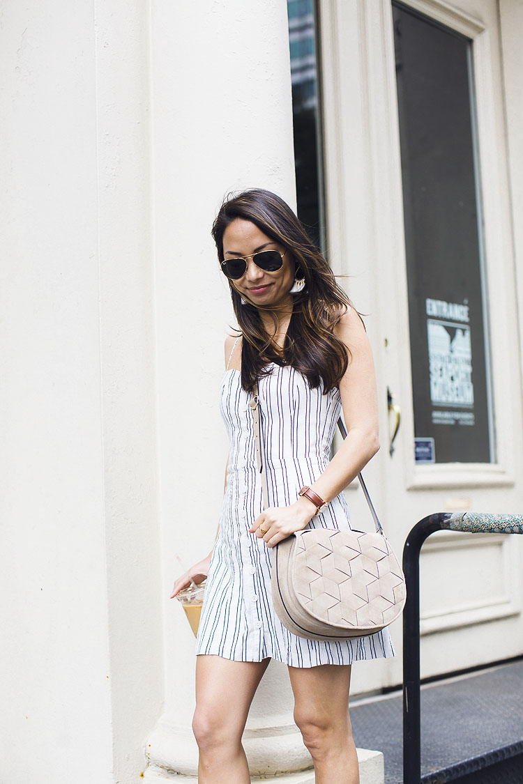 welden bags, striped dress, espadrille wedges, marc fisher, the view from 5 ft. 2