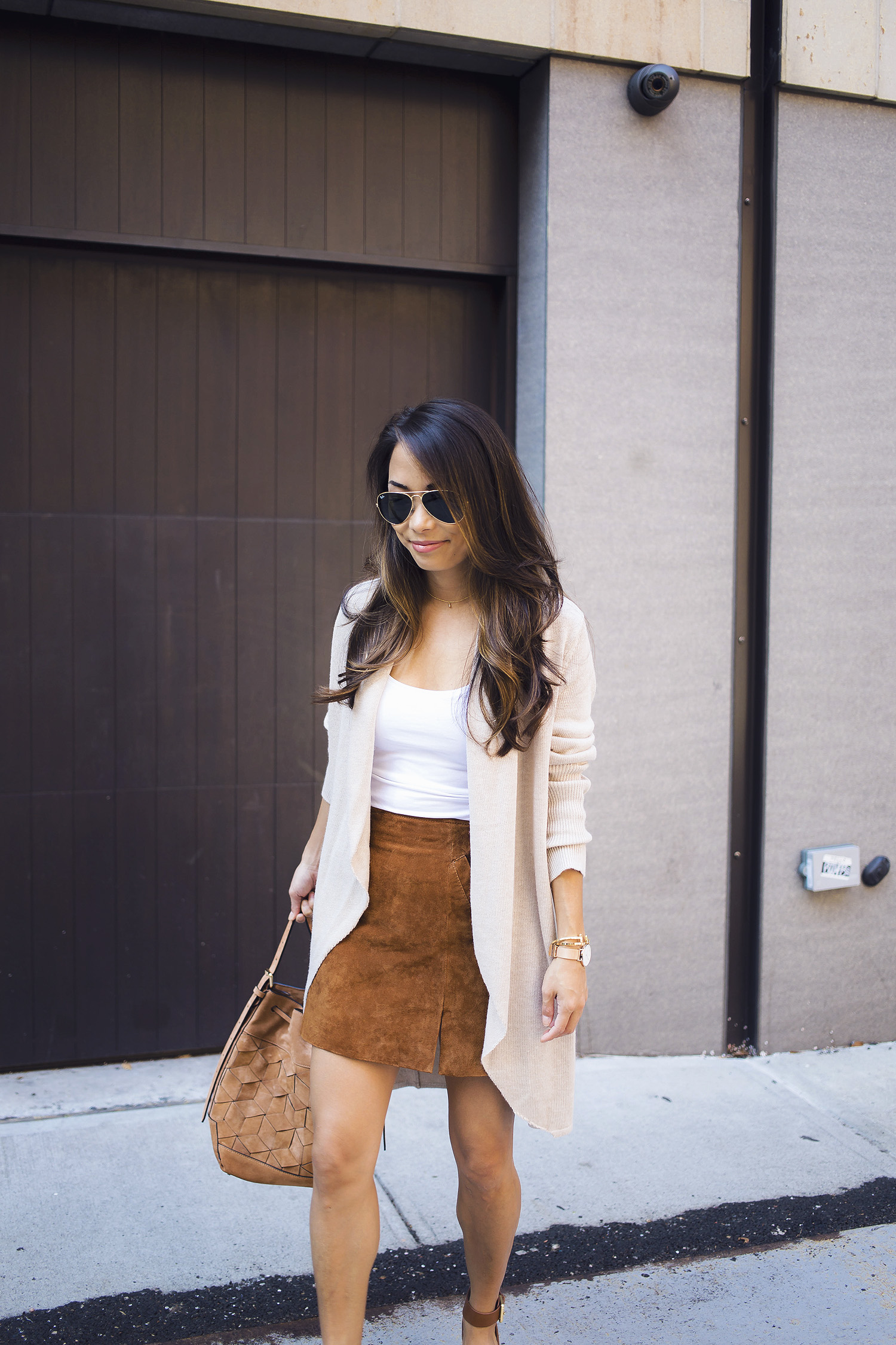 nordstrom, suede skirt, fall layers, welden bags, suede