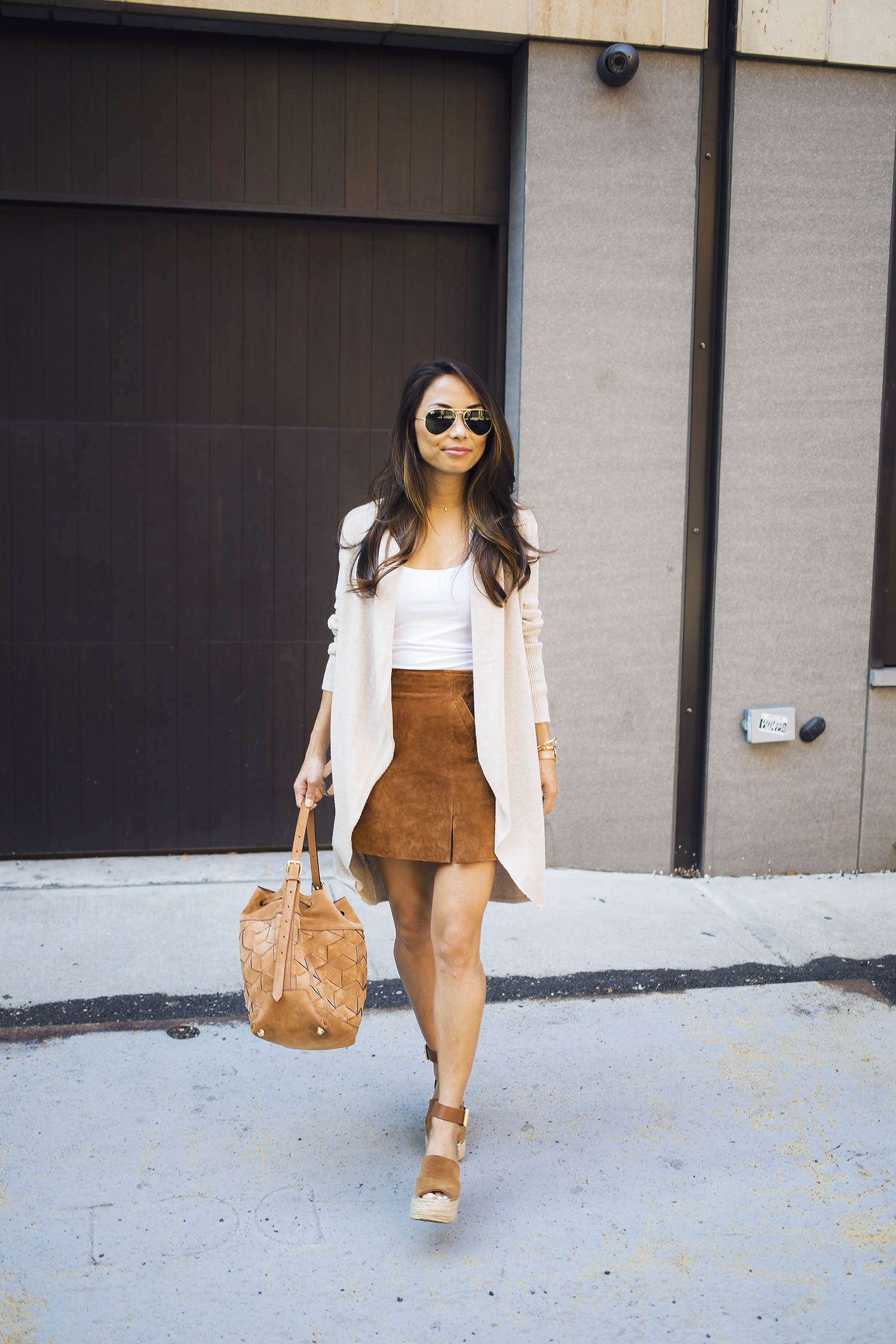 nordstrom, suede skirt, fall layers, welden bags, suede