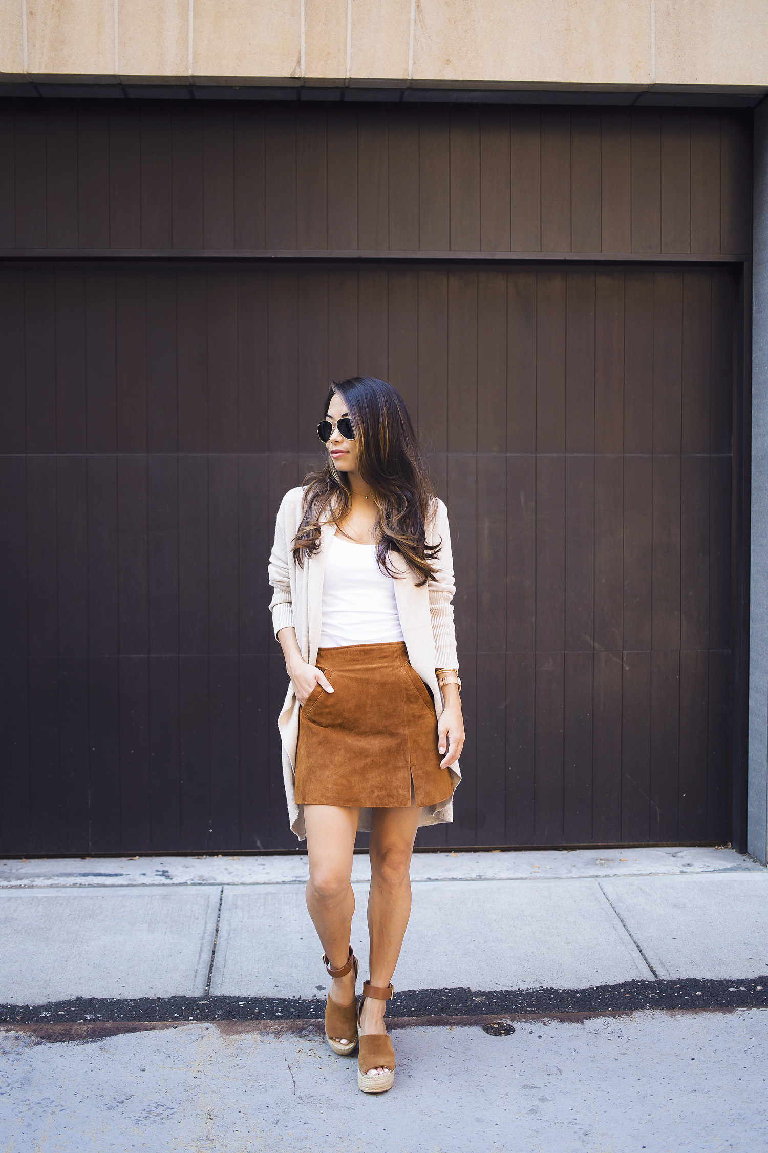 nordstrom, suede skirt, fall layers, welden bags, suede