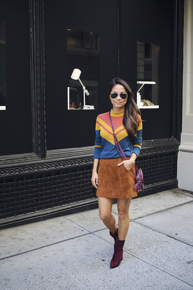 burgundy booties, fall colors, suede skirt, nordstrom, fall style