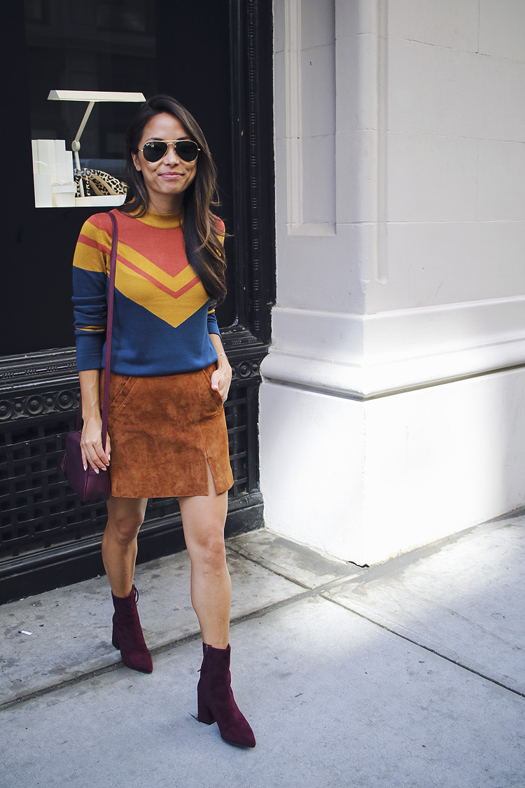 burgundy booties, fall colors, suede skirt, nordstrom, fall style