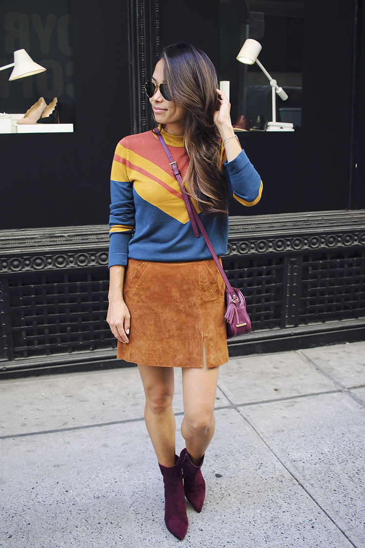 burgundy booties, fall colors, suede skirt, nordstrom, fall style