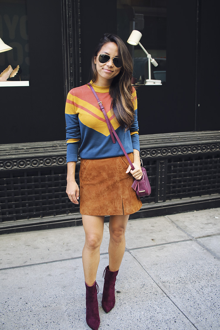 burgundy booties, fall colors, suede skirt, nordstrom, fall style