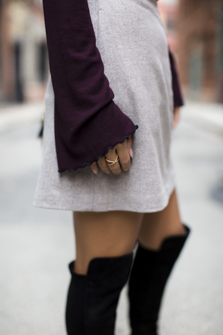 aritzia skirt, wilfred skirt, turtleneck, stuart weitzman boots, over the knee boots, winter style