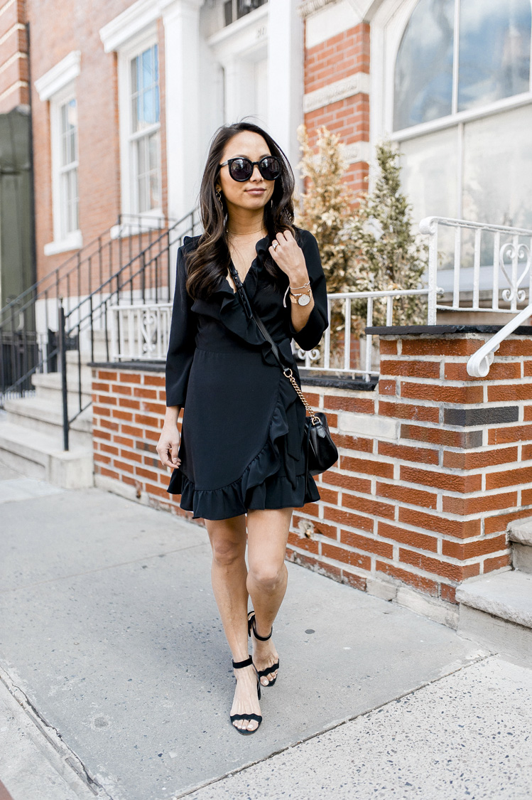 nordstrom black wrap dress