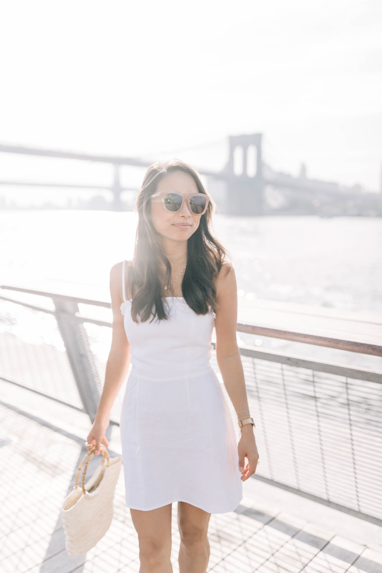 reformation, little white dress, white dress bridal events, summer style