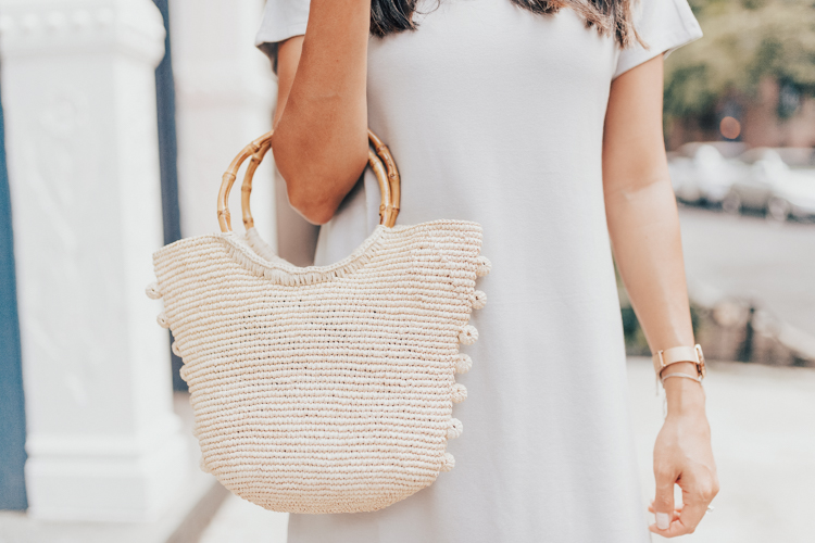 lou and grey, t shirt dress, mules, petite style