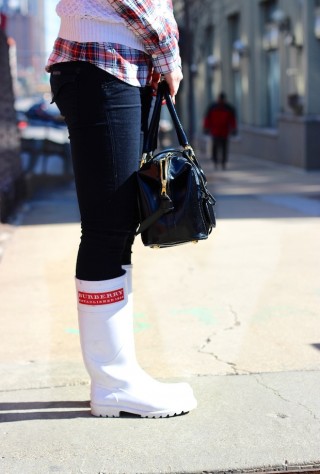 burberry rain boots, plaid, tartan, beanie, winter style
