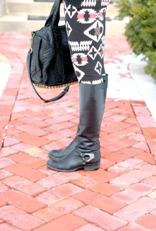 aztec leggings, white plum, printed leggings