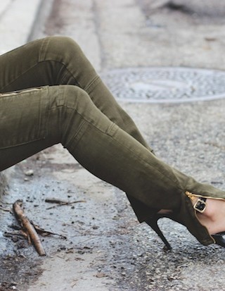 cargo jeans, ankle zip skinny jeans, green cargo pants, tassel necklace, leather vest
