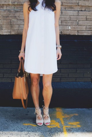 white shirtdress, summer outfits, aquazurra sexy thing booties, christine petric, the view from 5 ft. 2