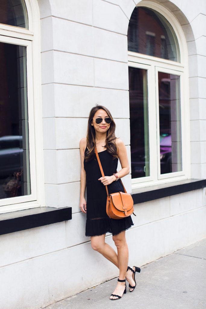 old navy style, crochet black dress, little black dress, loeffler randall emi city sandals